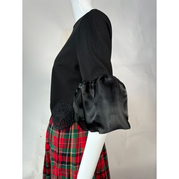 Gracia Black Top With Lace Hem & Organza Sleeves Size M - Picture 5 of 16